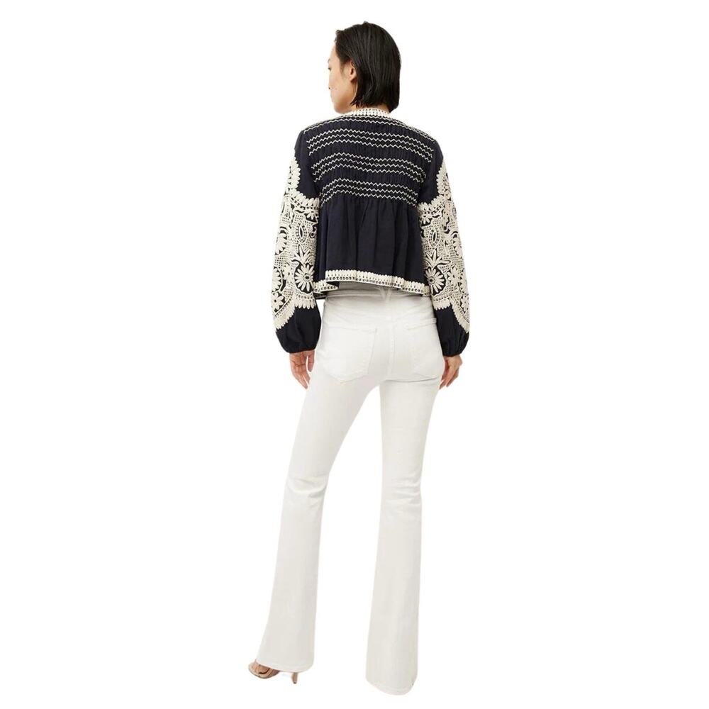 Veronica Beard womens navy/off white Dorian embroidered linen blend jacket NWT S - Picture 2 of 13